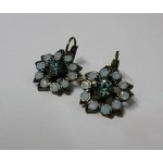 Brass Floral Blue Stone Earrings
