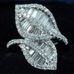 18 ct white gold diamond leaf ring  SOLD