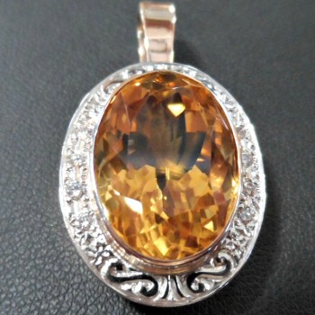 9 ct 2 tone yellow and white gold citrine and diamond enhancer SOLD