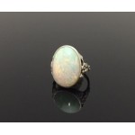 White Opal Ring in a Silver Filigree Band