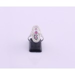 Silver Ruby and Cubic Ring